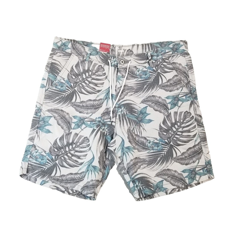 Levi signature‎ shorts men's 40 x 10 gray tropical Floral Flex stretch NEW